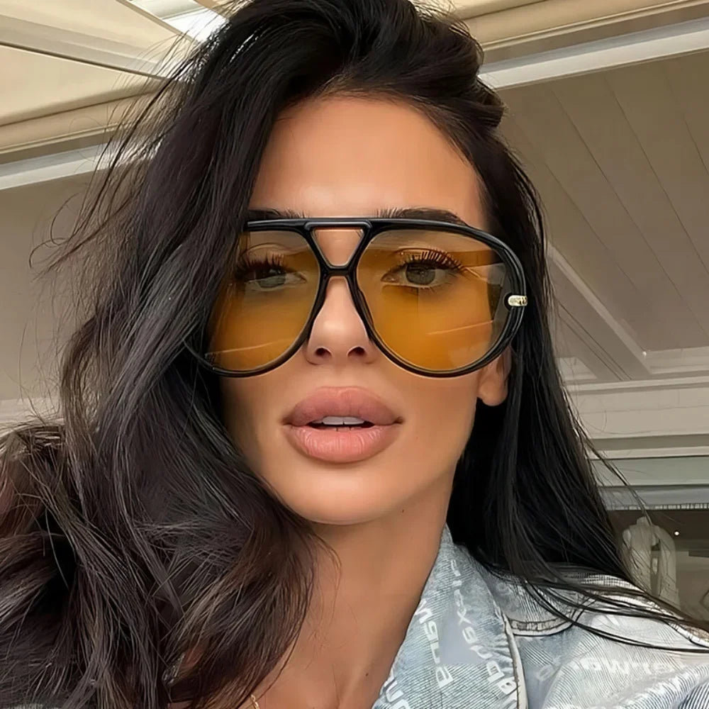 New Fashion Round Sunglasses For Women Men Retro Luxury Designer Double Bridge Frame Sun Glasses Shades UV400 Eyeglasses