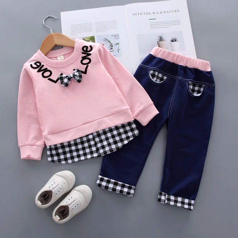 New Spring Autumn Baby Girls Clothes Suit Children T-Shirt Pants 2Pcs/Sets Toddler Casual Costume Infant Outfits Kids Tracksuits