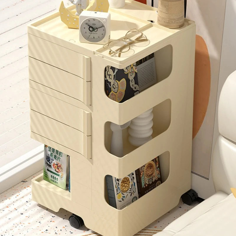 Storage cabinet Living room Bedroom Multifunctional rotatable cream wind bedside table trolley snacks cosmetics rack