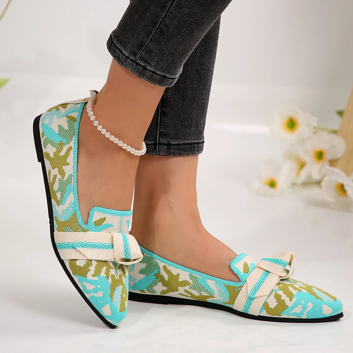 Women's Shoes Loafers Ballet Flats Pointed Toe Barefoot Slip-on Casual Low Heel Luxury Brand Woman Shoe New in Butterfly