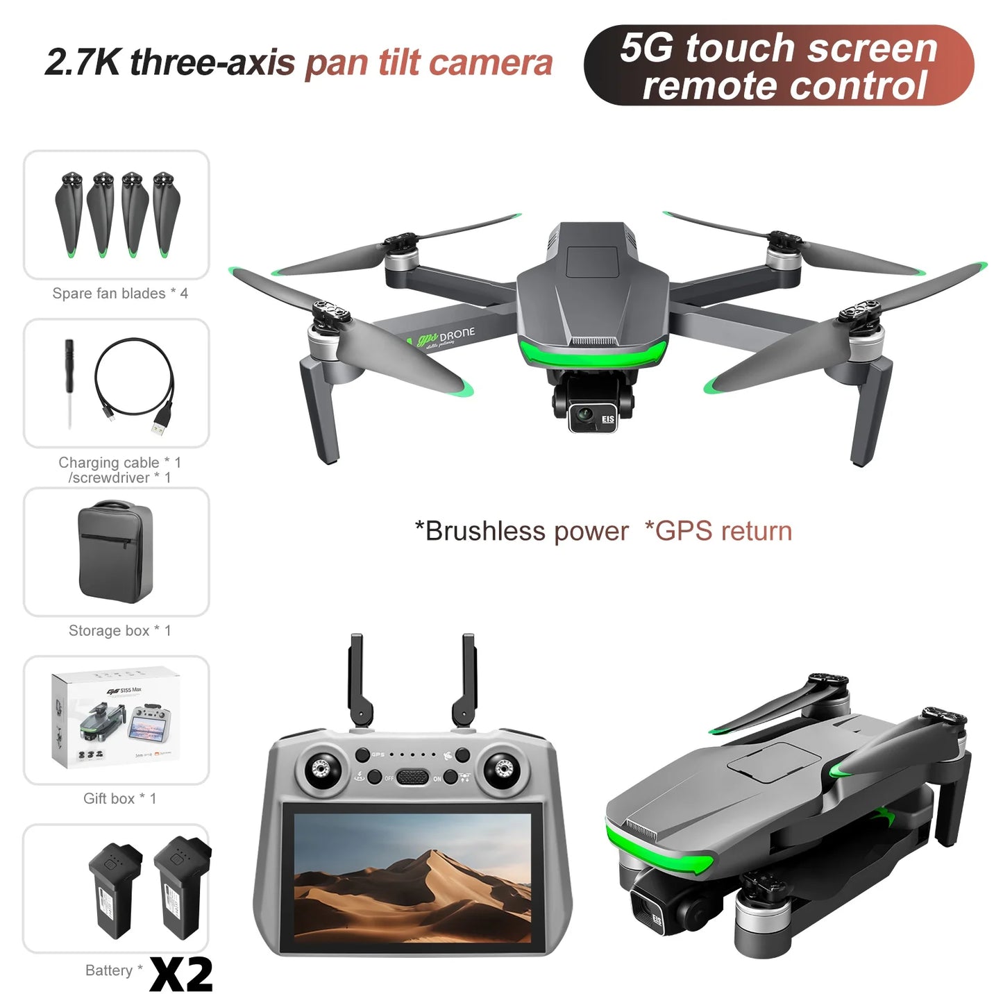 2025 NEW HOT S155 GPS Drone 8K Professional Dual HD Camera 5G FPV 360° Obstacle Avoidance Brushless Motor Rc Quadcopter Dron Toy