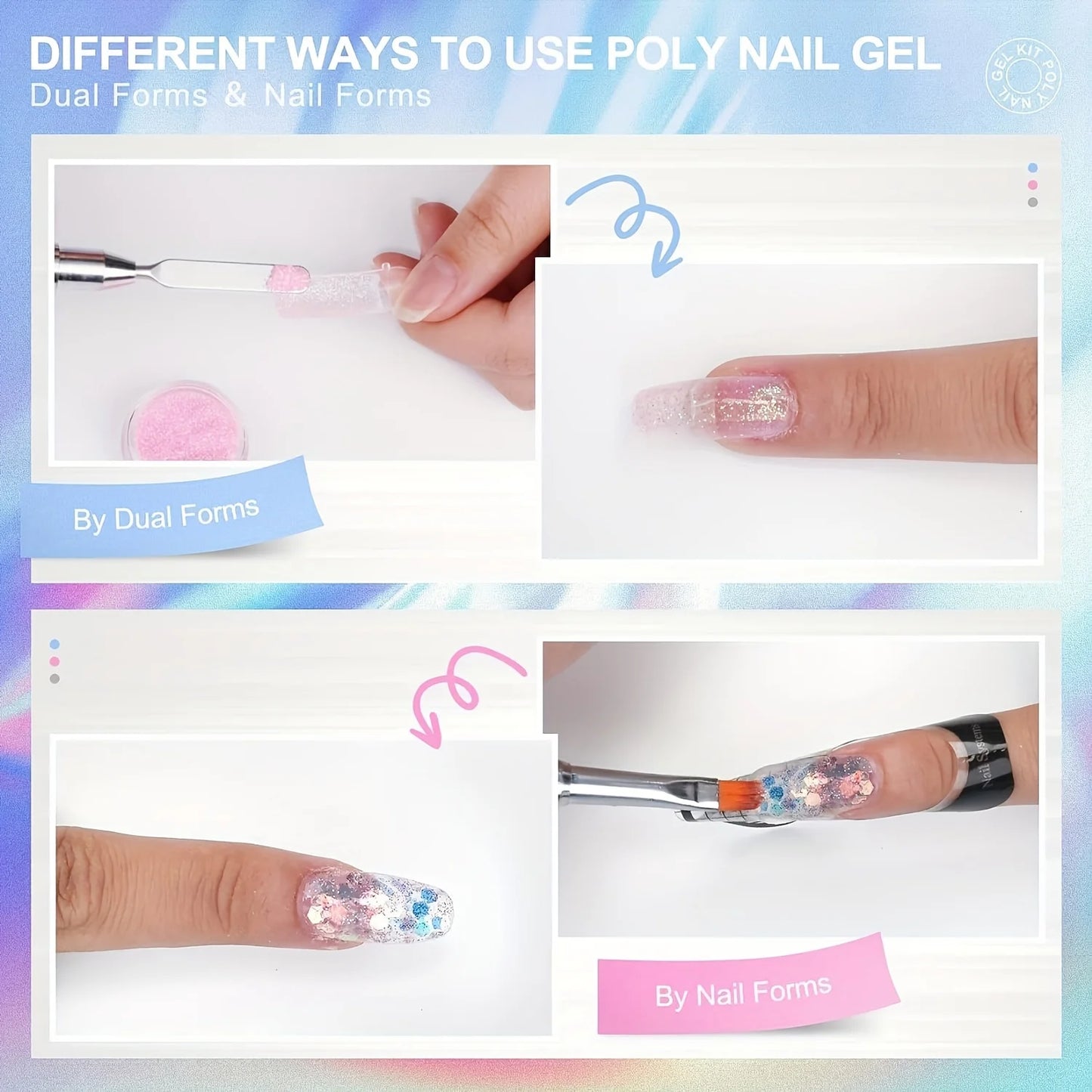 Poly nail kit -20 color glitter, with UV light and nail drill, suitable for beginners Poly nail extension kit nail kit
