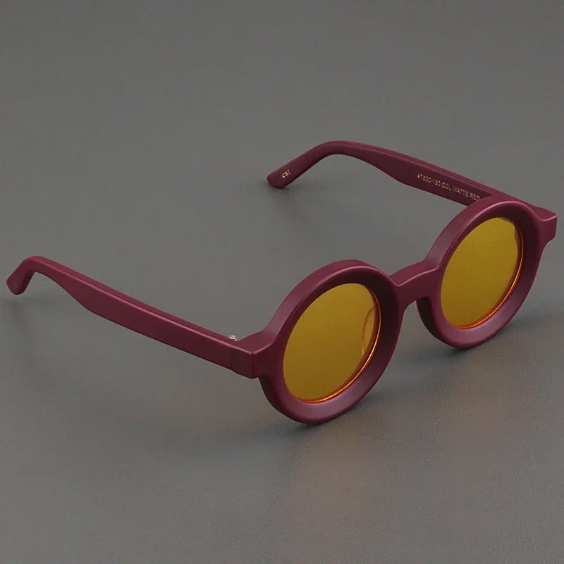 Luxury Sunglasses for Women Round Coarse Frame Frosted Matte Gray Pink Lenses Outdoor Handmade UV400 Men Polarized SUN GLASSES
