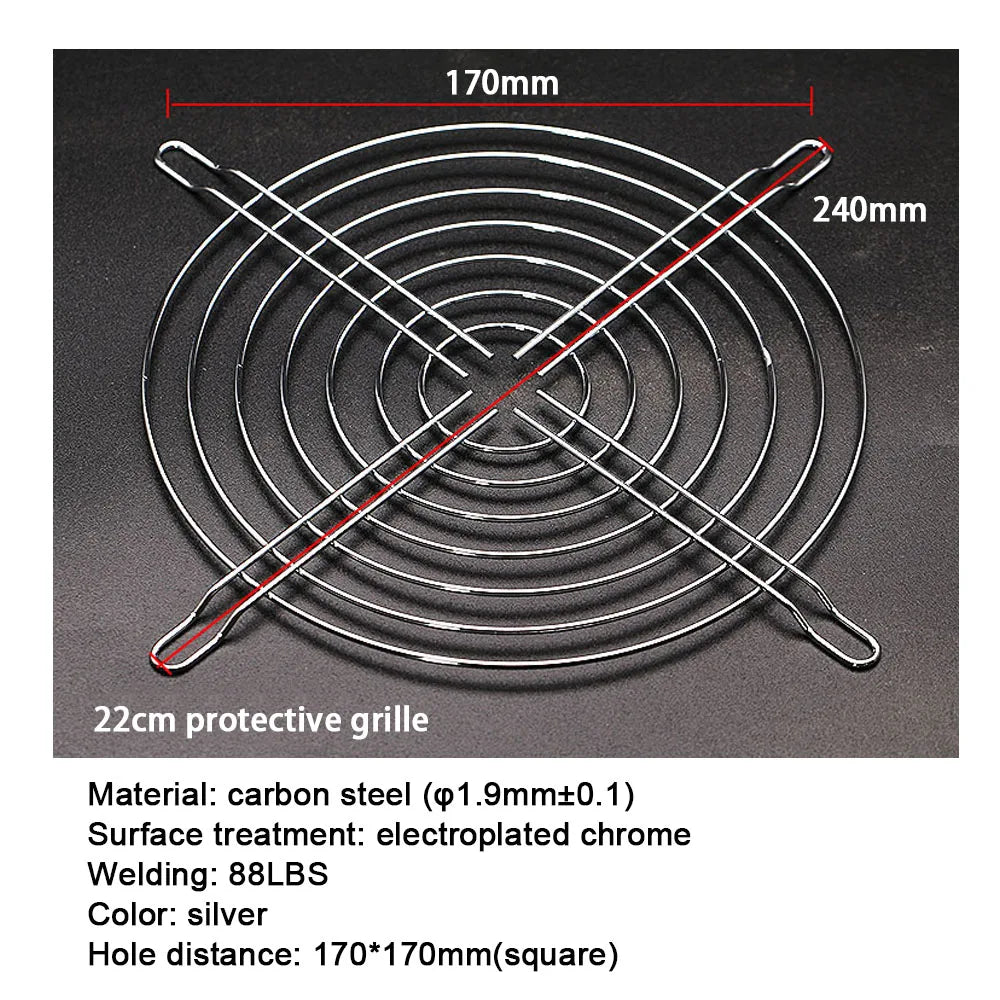 22cm Large Size Slient Cooling Fan 22030 220mm Thickness 30mm Quiet Transparent Frame Blade With Protective Mesh