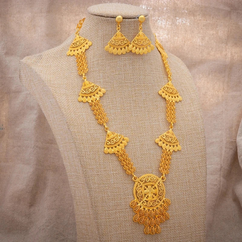 Jewelry Set For Women Gold Plated With Necklace Pendant Nigerian Wedding Jewelry