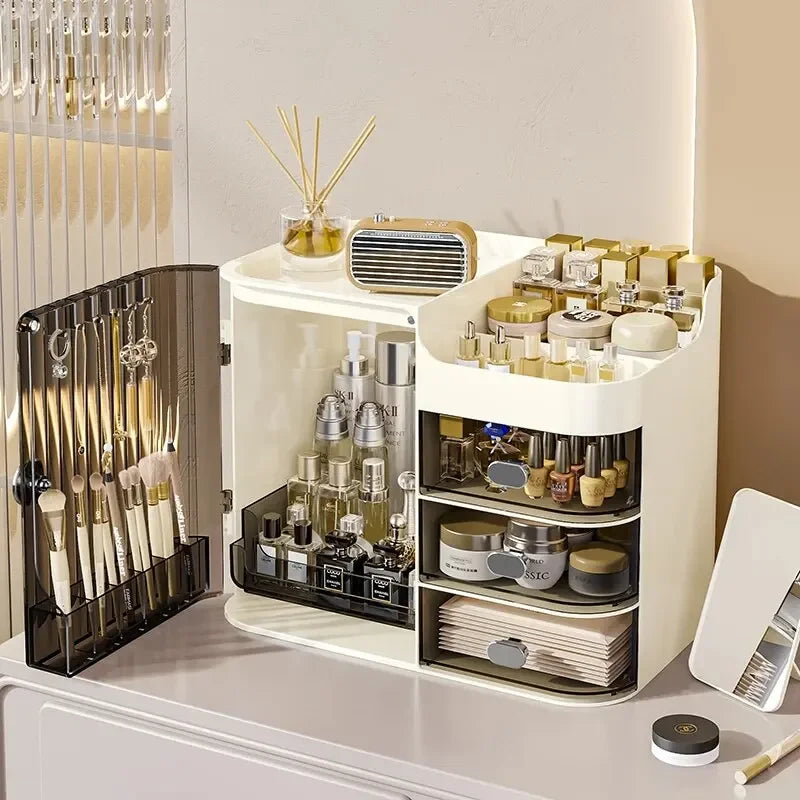 Cosmetic Storage Box, Dust-Proof, Moisture-Proof, Waterproof, Large Capacity Skincare Product Shelf, Can Be Layered for Storage