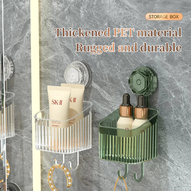 Bathroom Transparent Rack Shelf No Hole Required Multi-function Storage Organization Shelve Toiletries Suction Cup Storage Rack