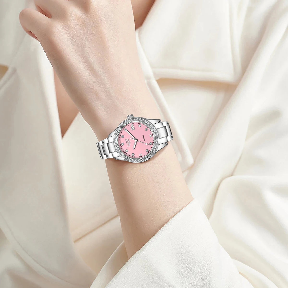 LIGE Original Diamond Dial Quartz Watch for Women Fashion Elegant Ladies Watches Stainless Steel Waterproof Women's Wristwatch