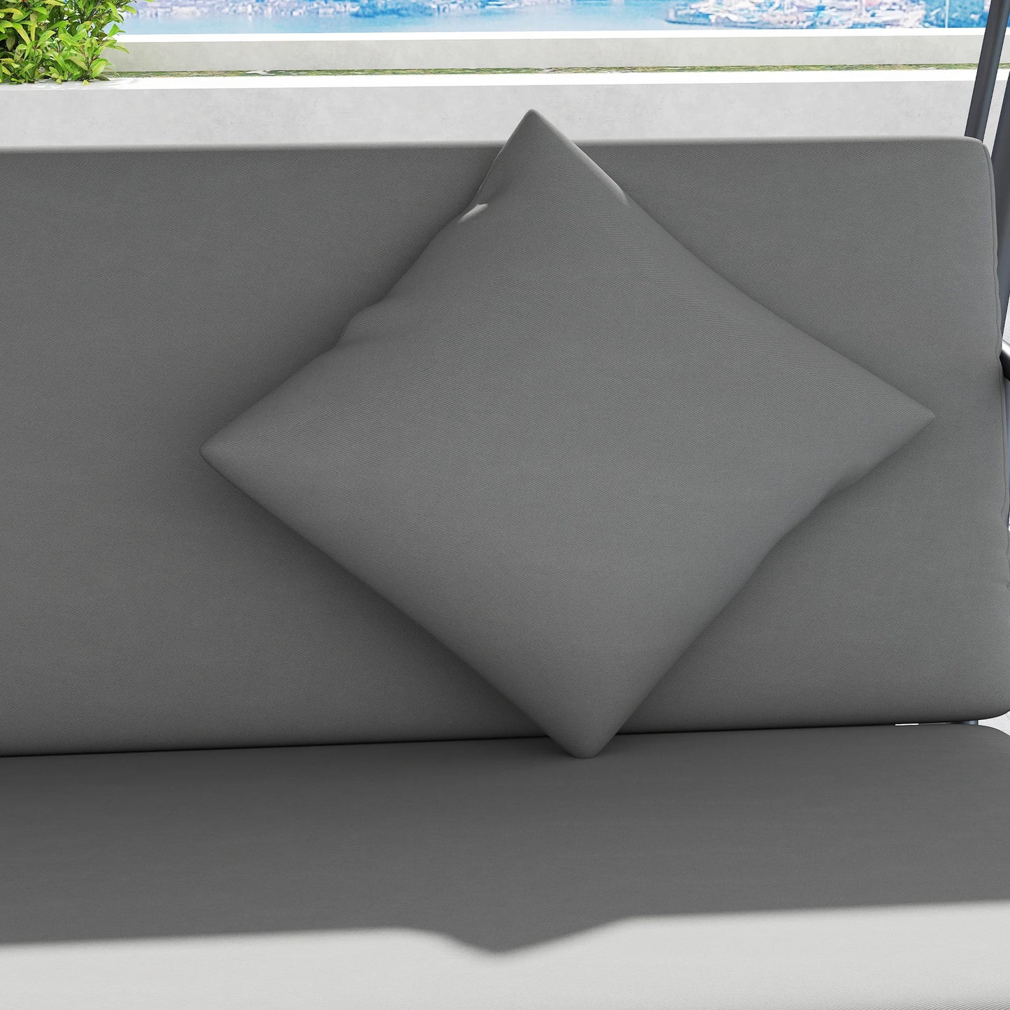 Outsunny Outdoor 2-in-1 Swing Chair Lounger 3 Seater Garden Swing Seat Bed Hammock Bed Convertible Tilt Canopy W/ Cushion