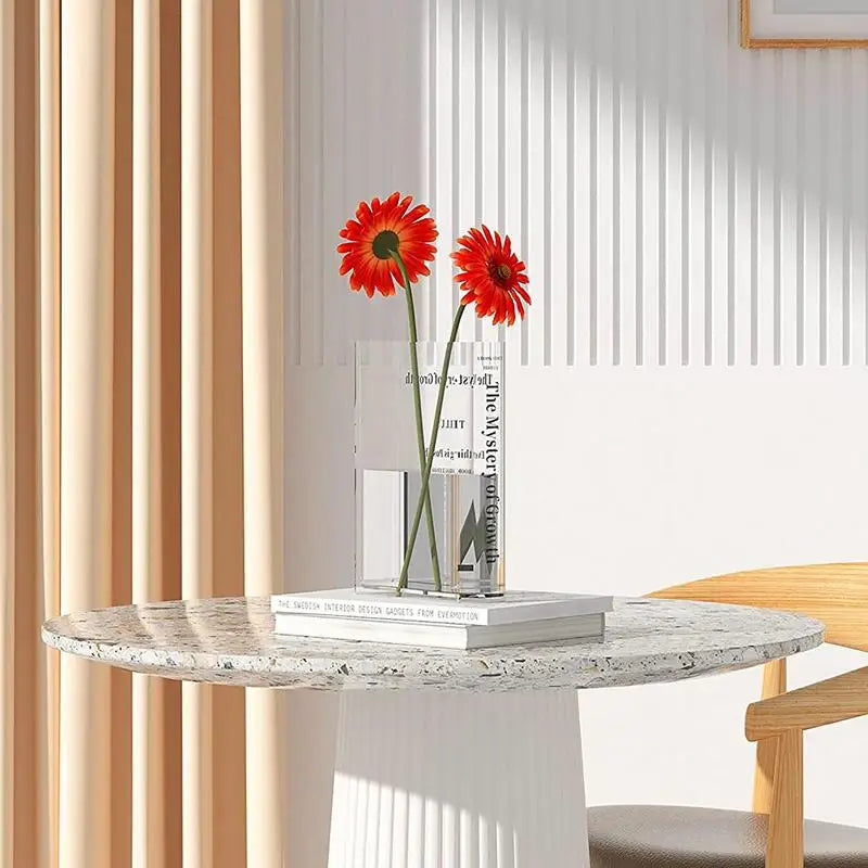 Clear Book Shaped Vase Clear Acrylic Vase Cultural Flavor Decor Acrylic Vase Clear Flower Arrangement Vase Modern Home Decor