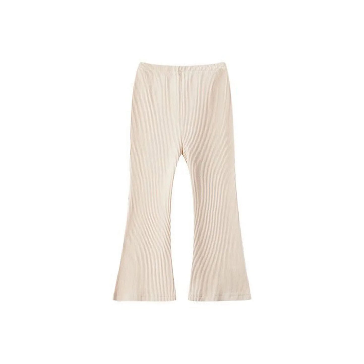 2025 Fashion Kids Girls Cotton Ribbed Flared Pants Spring Autumn Sweet Elasticity Slim Solid Color Trousers Leisure Pants 3-7Y