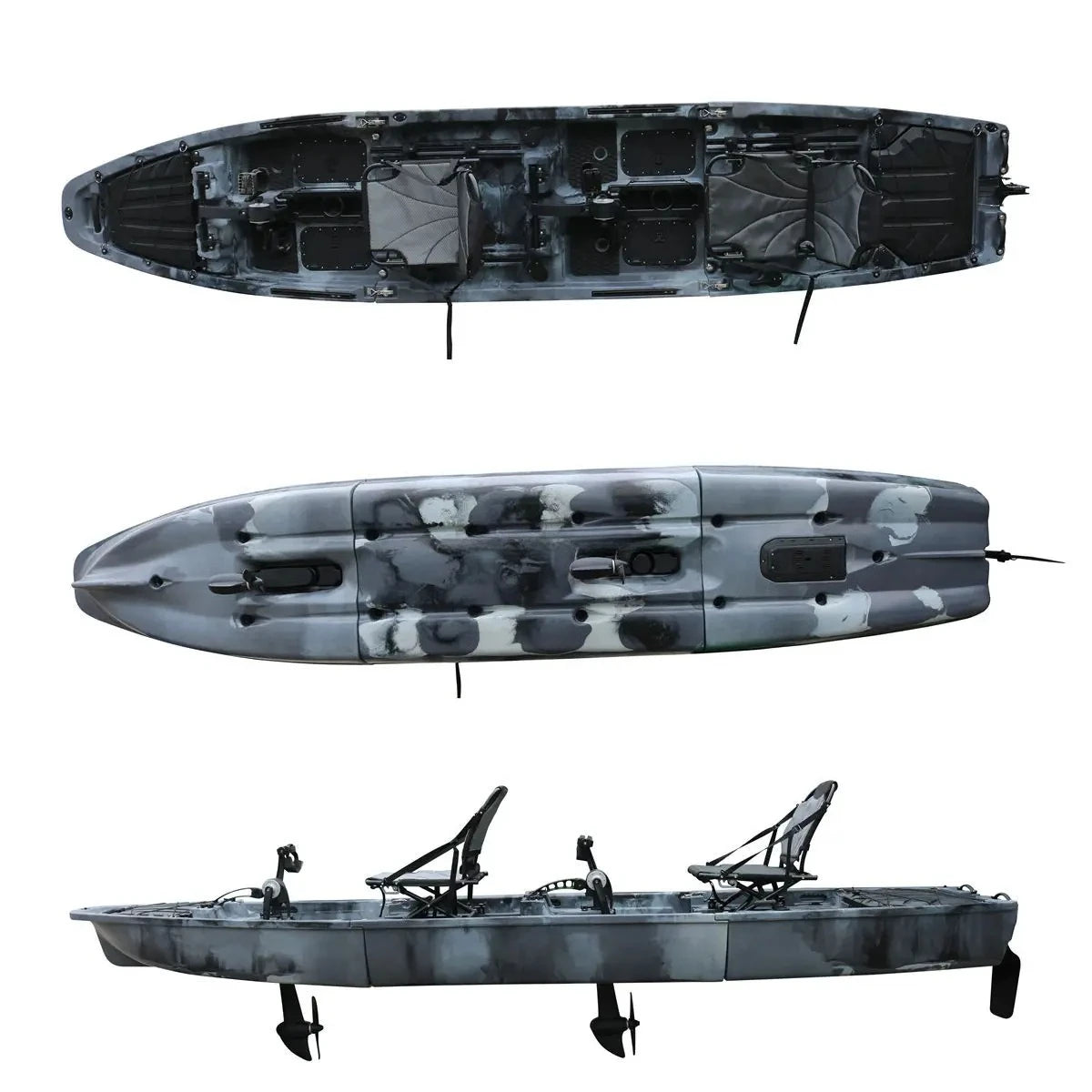 14.4FT Modular Kayak VK-46 2-Person Foot Pedal Fishing Kayak Detachable Motor for Lakes