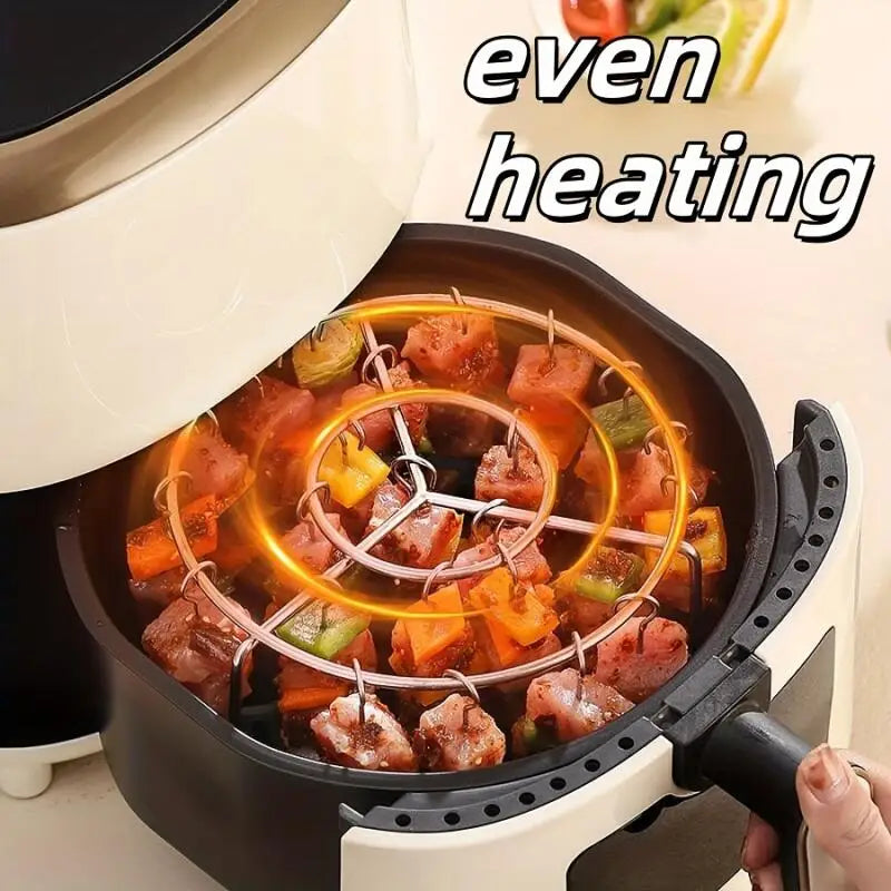 Outdoor Grill Set with Skewers Square Air Fryer Grill Steamer Stainless Steel Barbecue Bracket Kitchen Gadget Grill Dropshipping