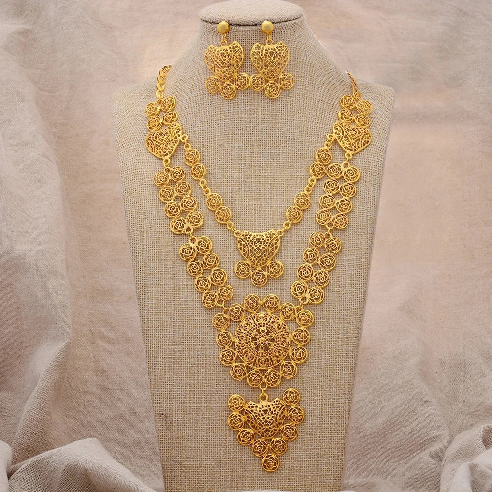 Jewelry Set For Women Gold Plated With Necklace Pendant Nigerian Wedding Jewelry