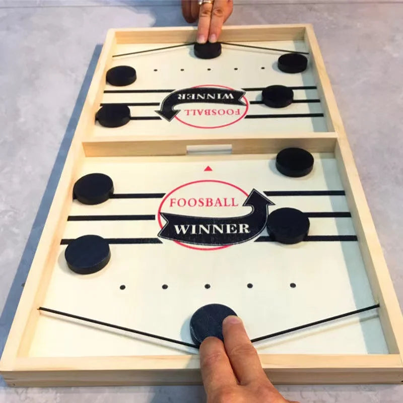 Fast Sling Puck Game Paced Wooden Table Hockey Winner Games Interactive Toy Fast Sling Puck Board Game Toys For Children
