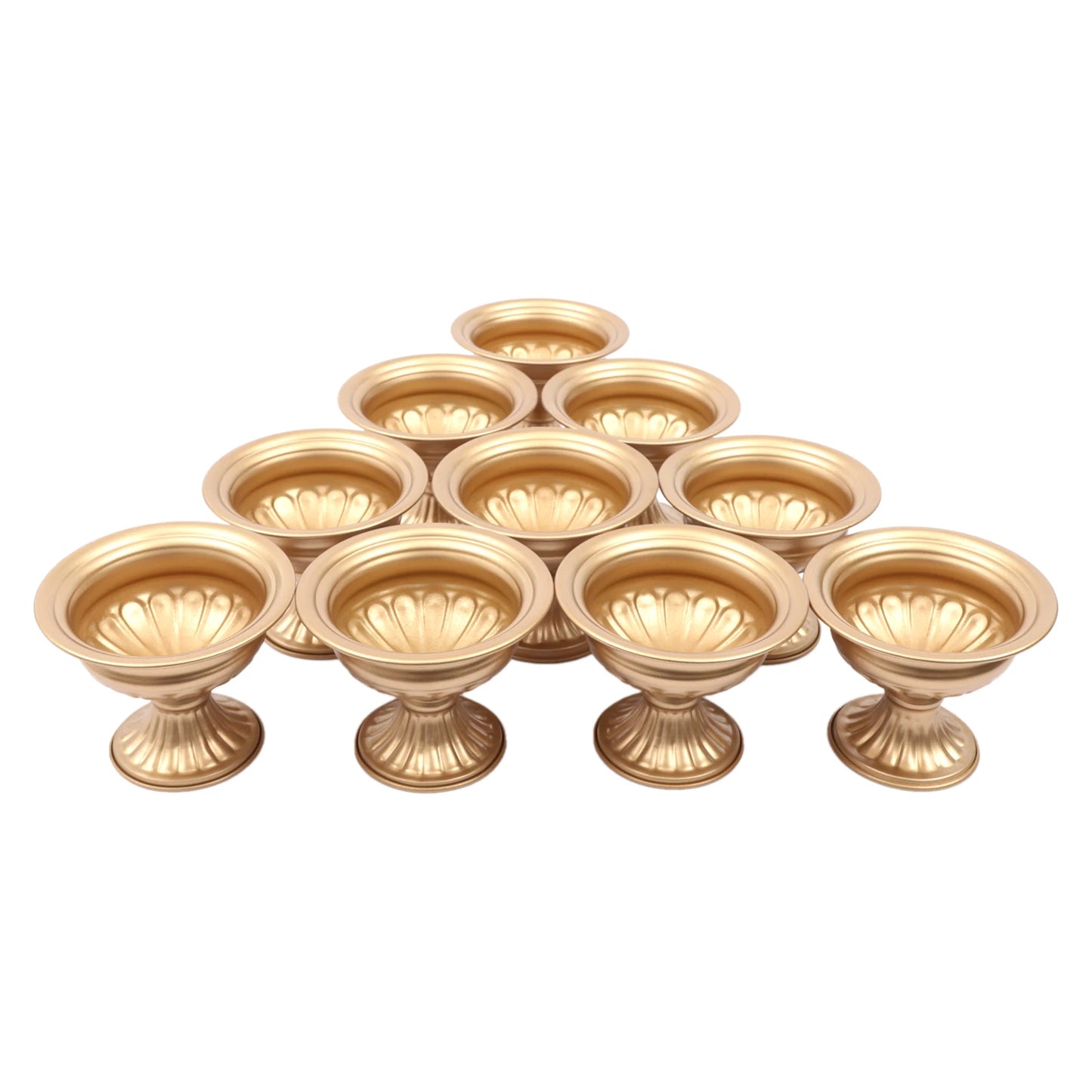 10Pcs Gold Metal Vases Wedding Party Centerpieces Retro Decorative Trumpet Vase