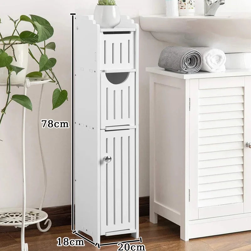 Bathroom Storage Cabinet Toilet Paper Narrow Holder Stand Save Space Multi Layered Bathroom Cabinet Large Capacity Storage Shelf