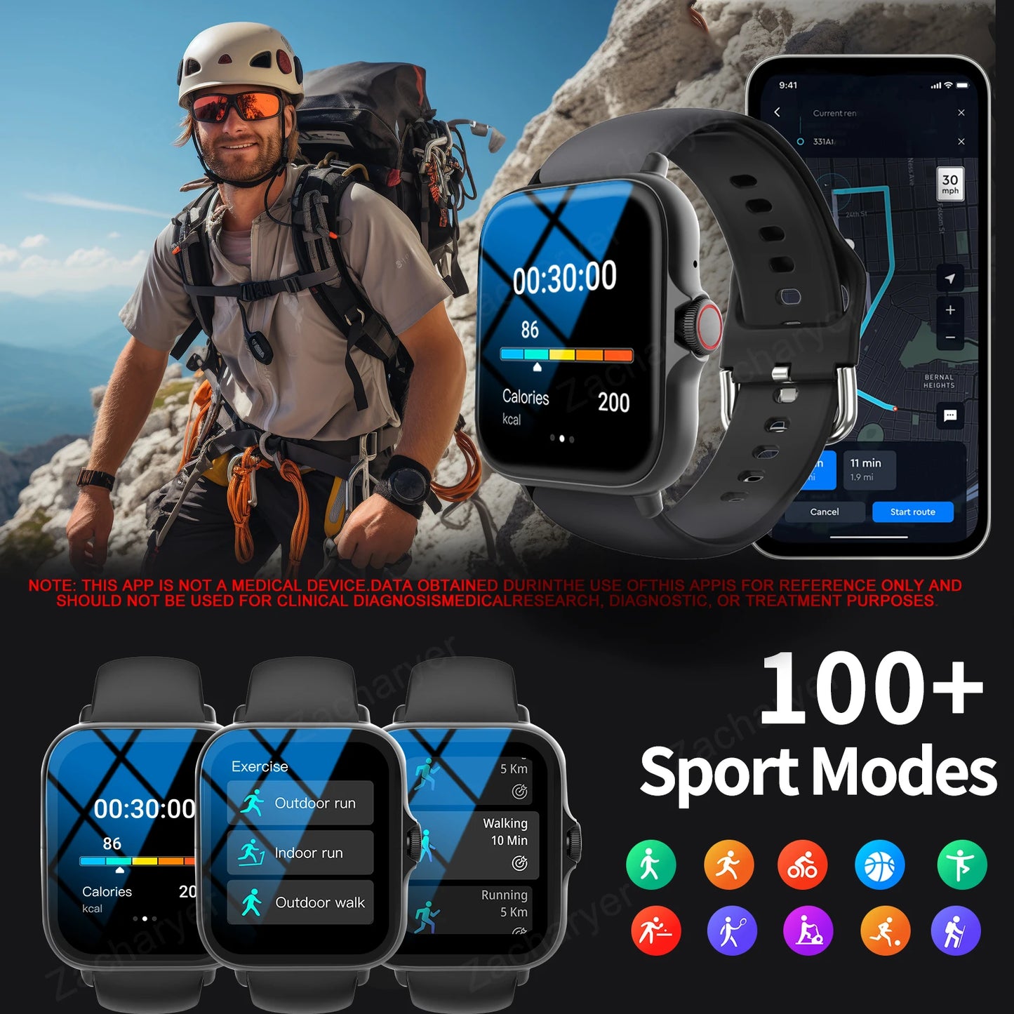 Smart watch, can answer and make calls, message reminder, multiple APP reminders, suitable for men and women, custom wallpaper