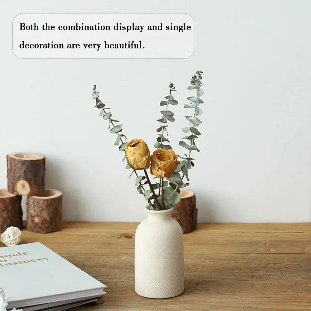 Beige ceramic vase set with a small vase decoration, modern bohemian farmhouse home décor