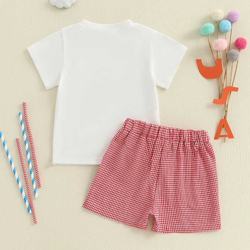 Infant Boy Patriotic Outfit American Flag Tank Top and Denim Shorts Set for 4th of July Celebration with Style