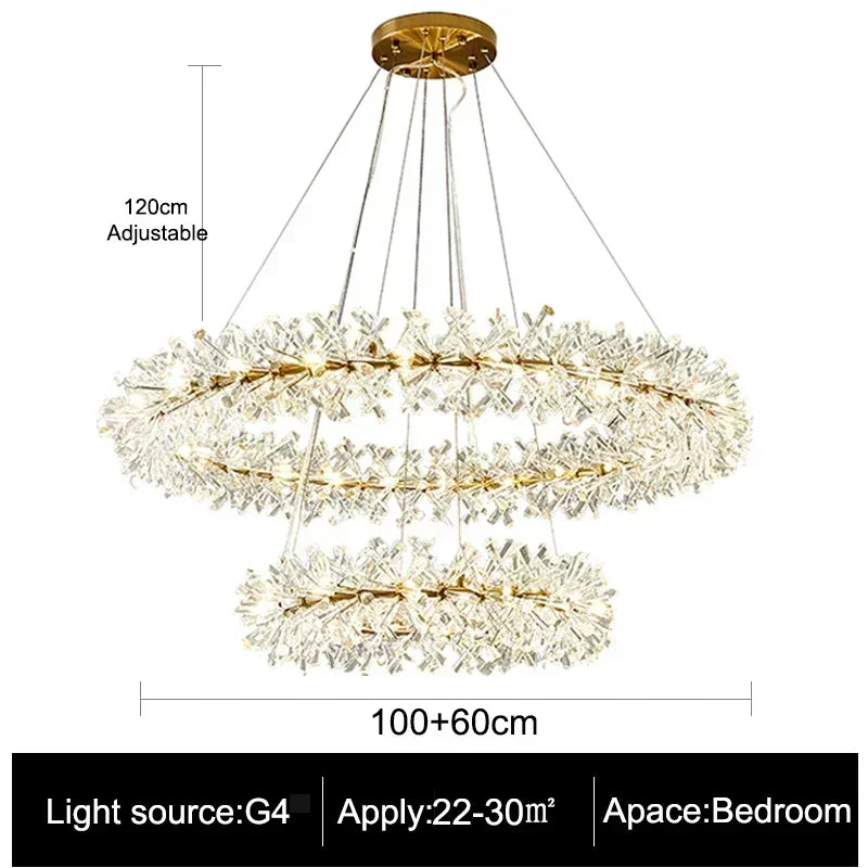 Modern living room bedroom round ceiling chandelier indoor luxury crystal chandelier personalized creative LED lamps