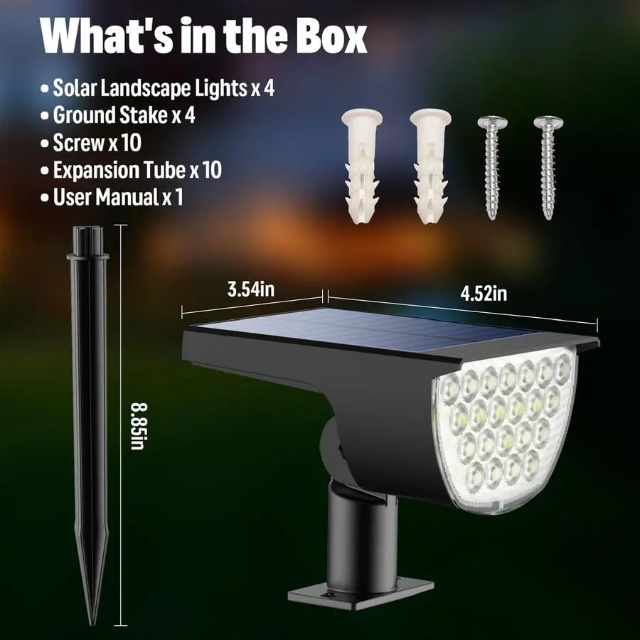 Lights Outdoor Waterproof IP65, 76 LED 3 Lighting Modes Solar Spot Lights Outdoor Yard Garden Landscape Pathway Cool White, 4 Pa