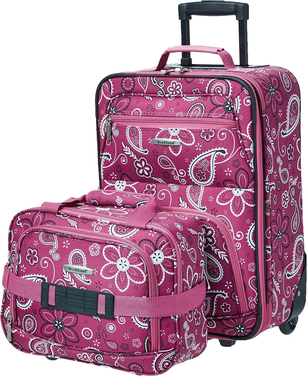 Rockland Fashion Softside Upright Luggage Set, Expandable, Pink Dots, 2-Piece (14/19)