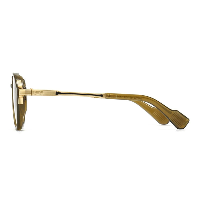New European and American Men's Aviator Glasses Retro Double-Brorgon Square Frame Sunglasses Cross-Border Spot Wholesale