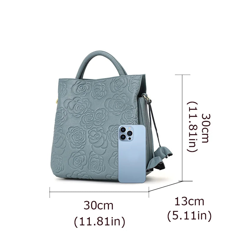 Aidrani Genuine leather women's handbag, large capacity fashionable printed bag, made of cowhide material