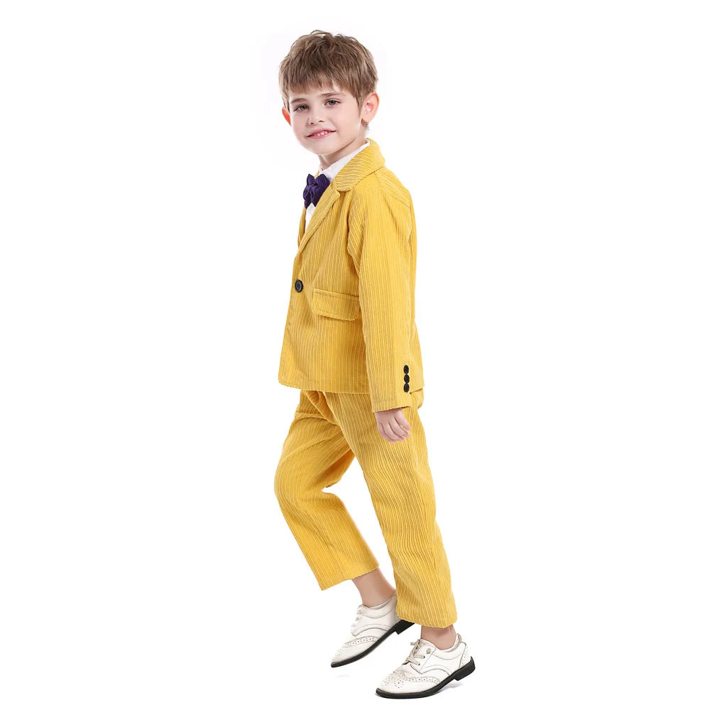 top and top New Fashion Boys Gentleman Clothing Set Long Sleeve White Bowtie Shirt+Jackets+Trousers 3PCS Outfits Wedding Party