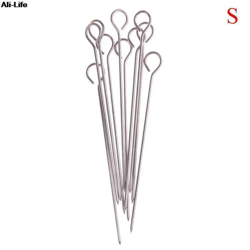 10pcs Outdoor Camping Picnic Meat Goose Round Roast Skewers Stick Stainless Steel BBQ Needle Barbeque Skewers Kitchen Utensils