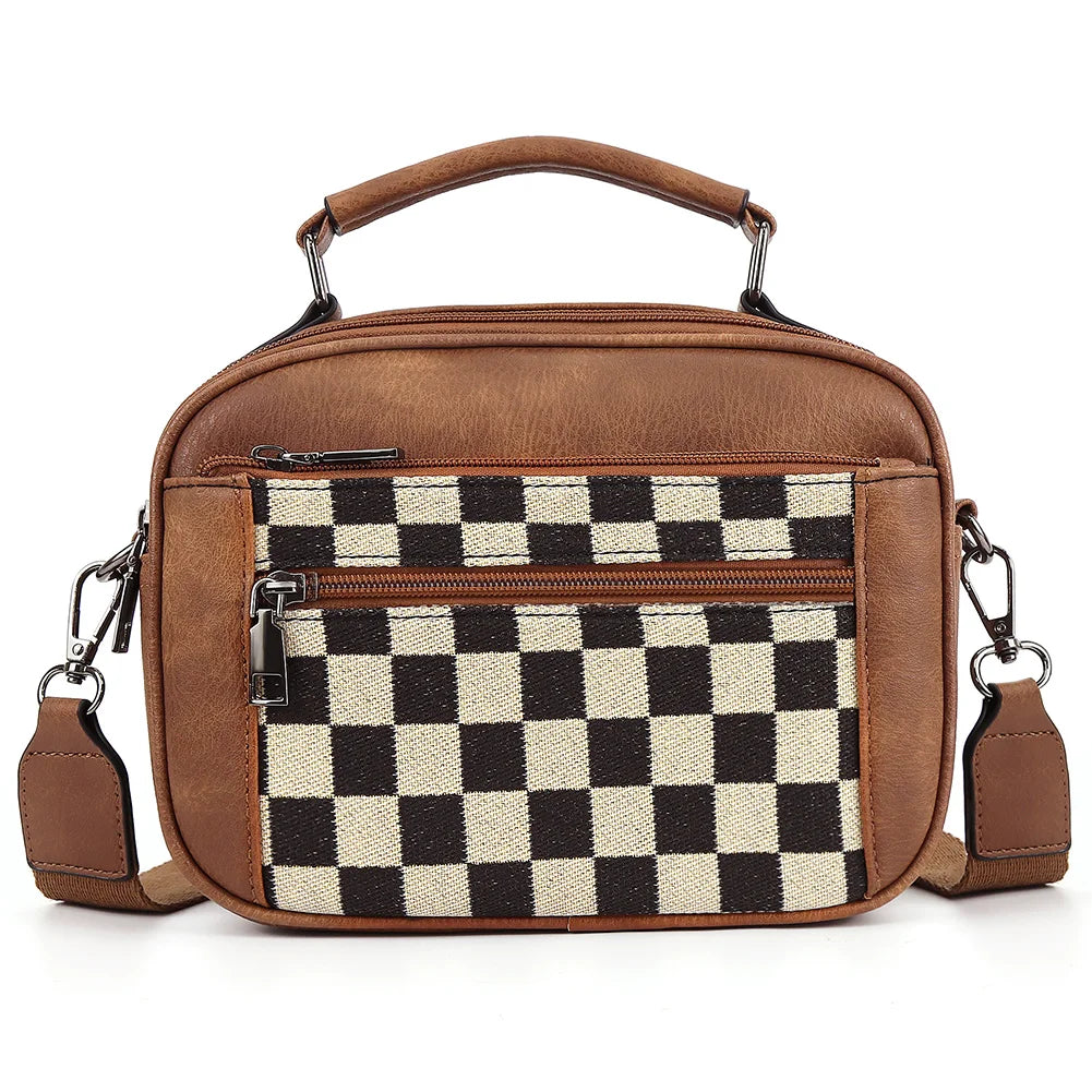 Shoulder Bag PU Leather Zipper Closure Crossbody Bag for Women with Multi-Pocket Top Handle Bag Satchel Purse for Work Travel