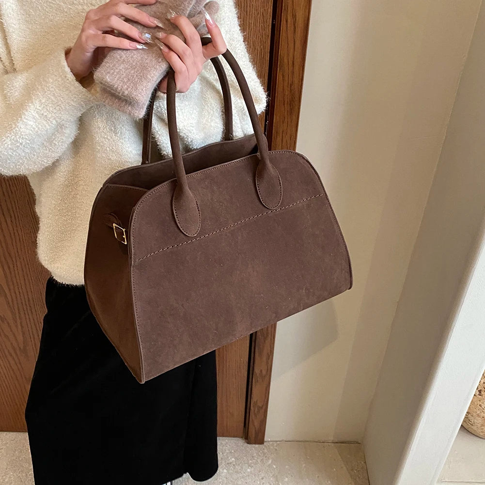 Women Suede Tote Bag Suede Shoulder Bag Stylish Crossbody Bags Trendy Carrying Bag Fashion Designer Bags Top-handle Satchel Bag