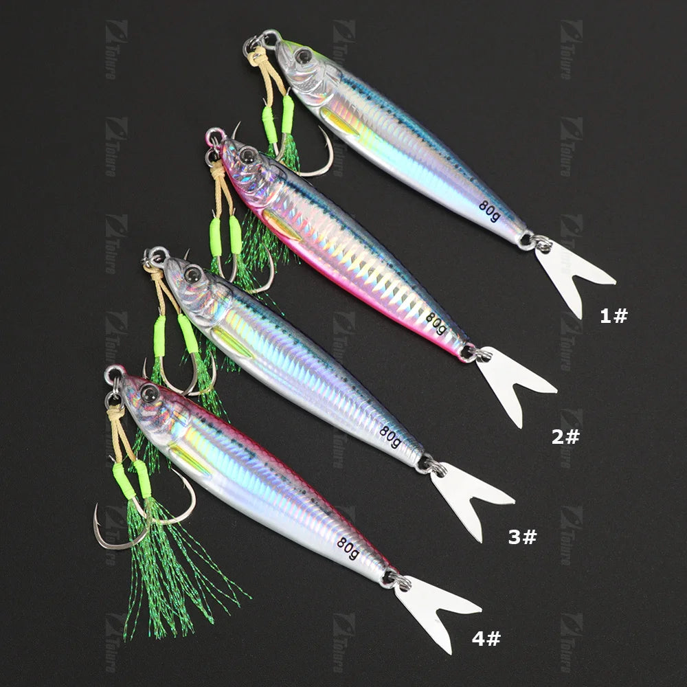 TOLU 2024 NEW 3D Printed Fast Sinking Metal Jig Lure 20g 30g 40g 60g 80g Saltwater Shore Casting Fishing Lure Vertical Metal Jig