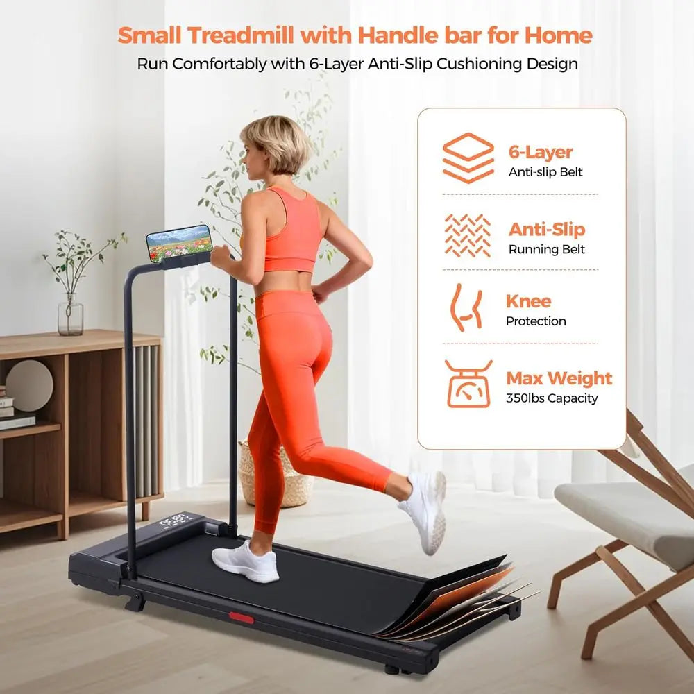 Portable Under Desk Treadmill with Handle, 2026 Upgrade, 3.0HP, 0.6-7.6MPH Speed, 350lbs Capacity