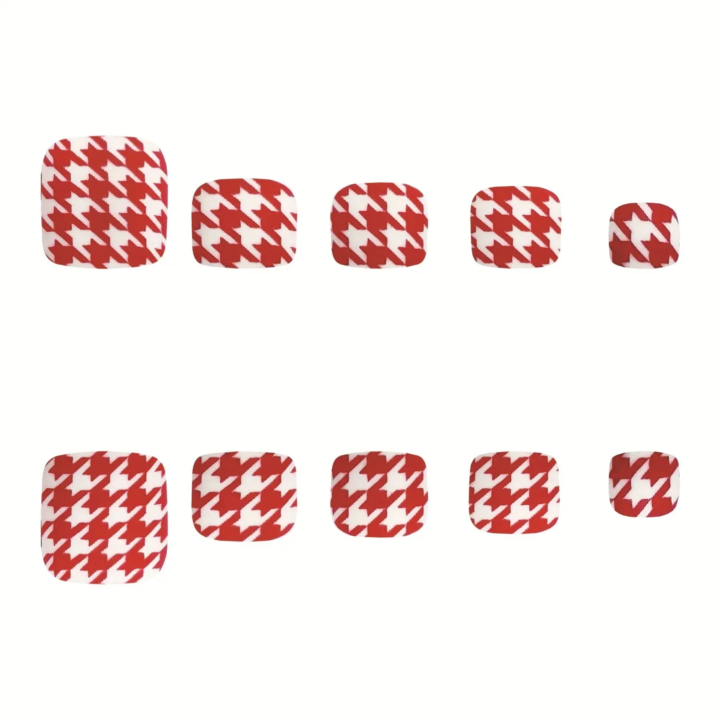 24pcs New Summer False Toe Nail Matte Cute Short Fake Toenail Tips For Girls Lady Fashion Simple Red Square Press On Toe Nails