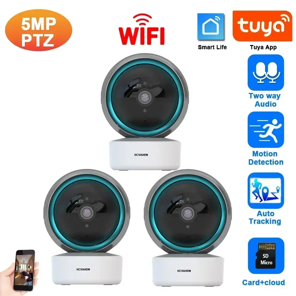 Tuya Smart Life Home Security Camera System Wireless 5MP Wifi CCTV PTZ IP Video Surveillance Camera 2 Way Audio Baby Monitor 2K