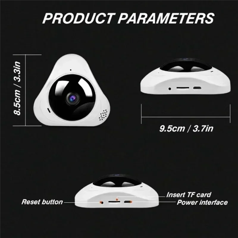 ELECT-Smart Home Security Protection 360° Wifi Panoramic Camera 1080P HD Fisheye IP Cam Night Vision CCTV Small Camcorder