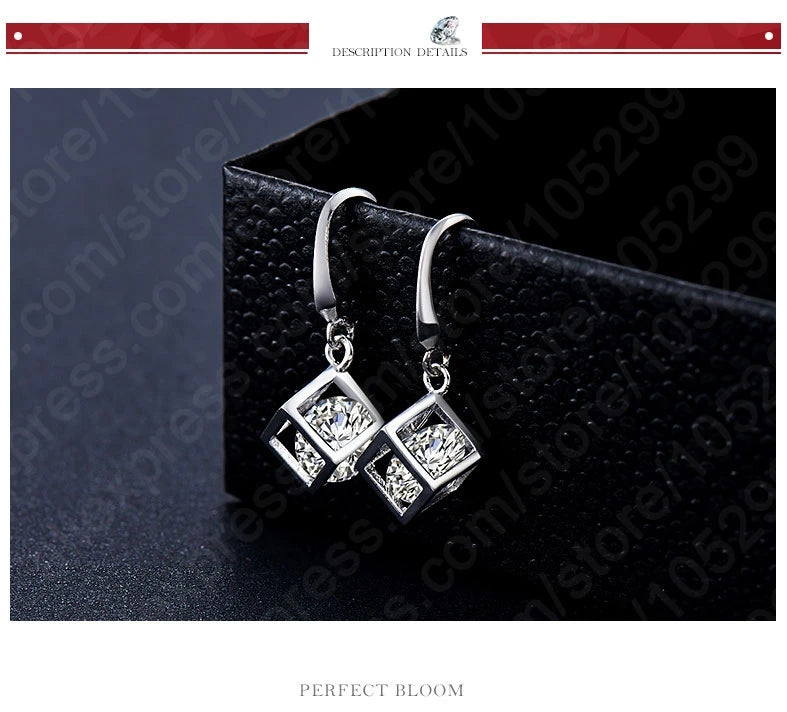 Trendy Design Jewelry Set For Women 925 Sterling Silver Jewelry Set Square Pendant Necklace Earrings Wholesale Promotion