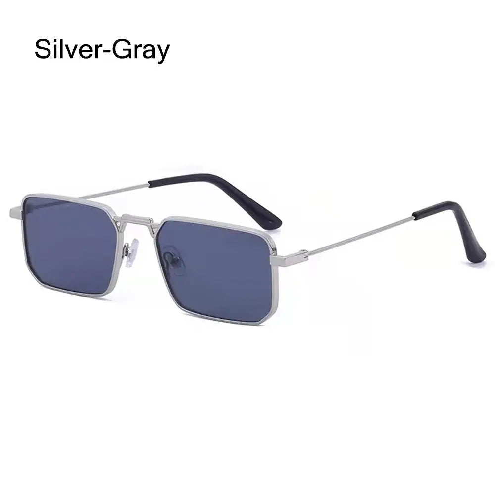 Fashion Small Rectangle Sunglasses Men Women Vintage Punk Square Driving Sun Glasses Luxury Brand Metal Frame Black Eyewear