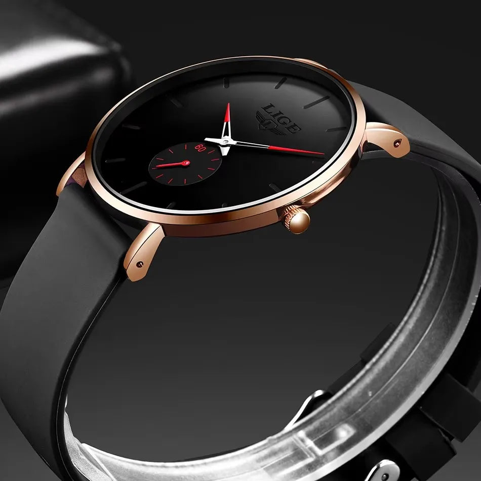 LIGE New Fashion Mens Watches Top Brand Luxury Sports Waterproof Simple UltraThin Quartz Watch Man Clock Relogio Masculino+Box