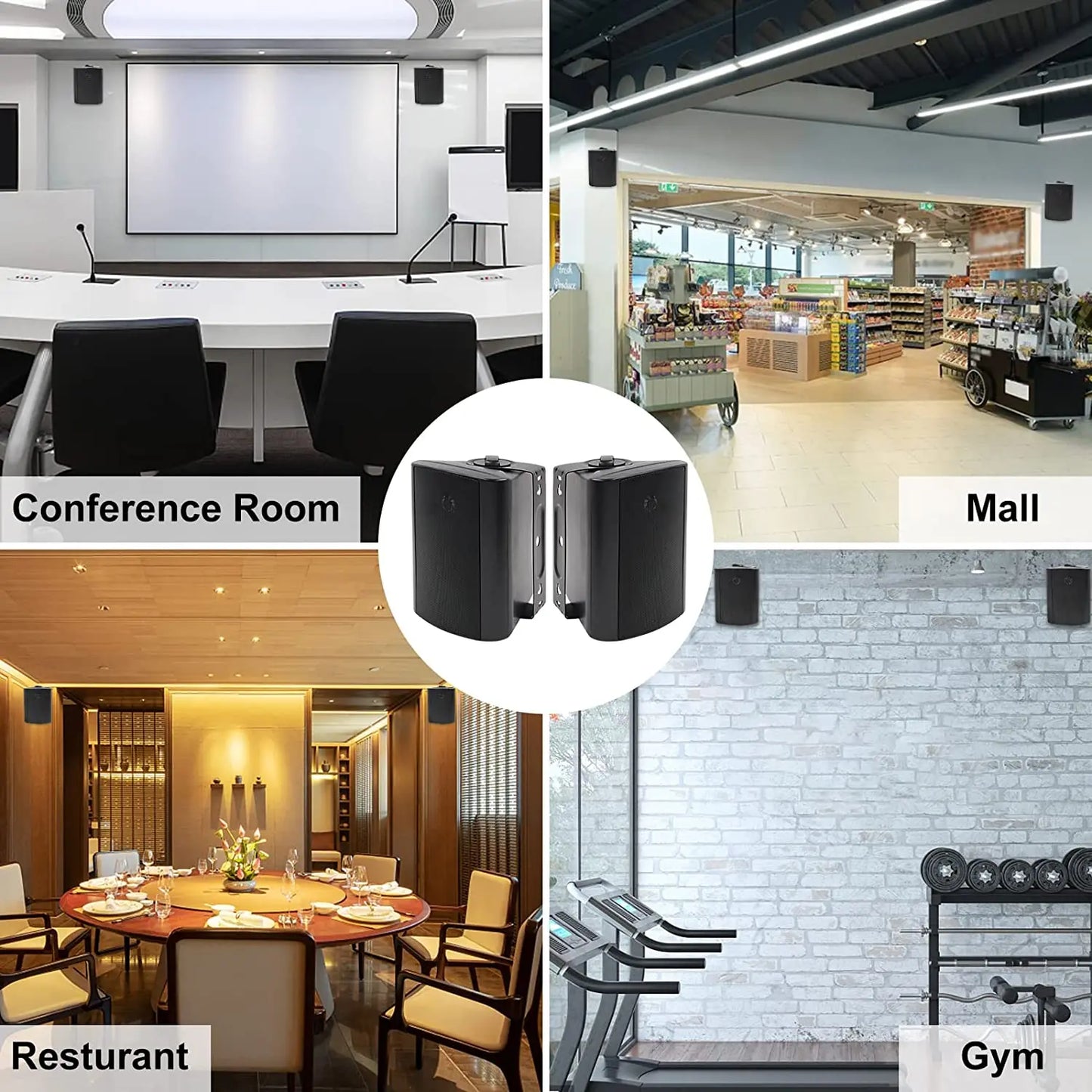 Herdio 2PCS 4'' 200W Passive Wired Outdoor Speakers With Powerful Bass Expansive Stereo Sound Coverage All-Weather Durability