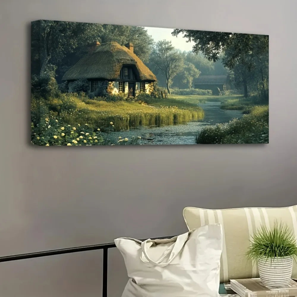 Printed art on canvas, Victorian style wall decoration, 1.5 inch thick pine solid wood frame