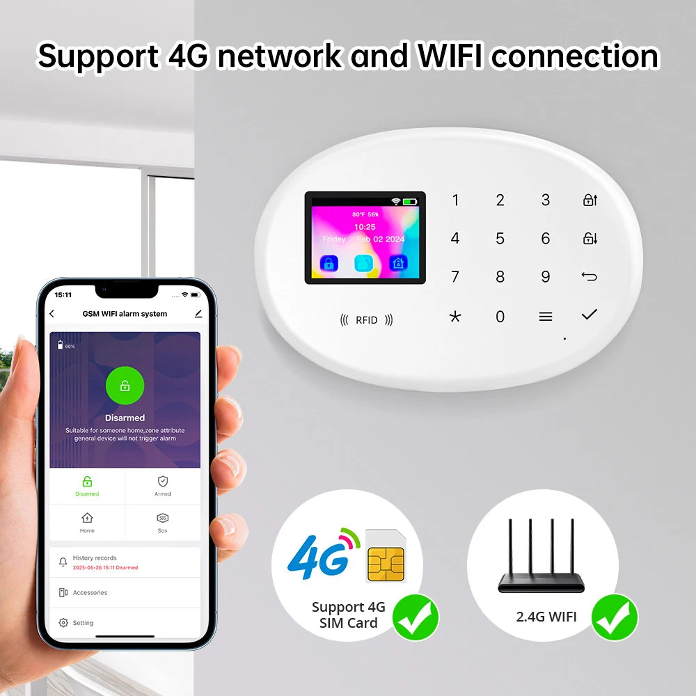 Home Alarm System Alarm Panel Wireless Motion Sensor Tuya Smart WiFi GSM 4G Anti theft Alarm for Home Security Motion Sensor