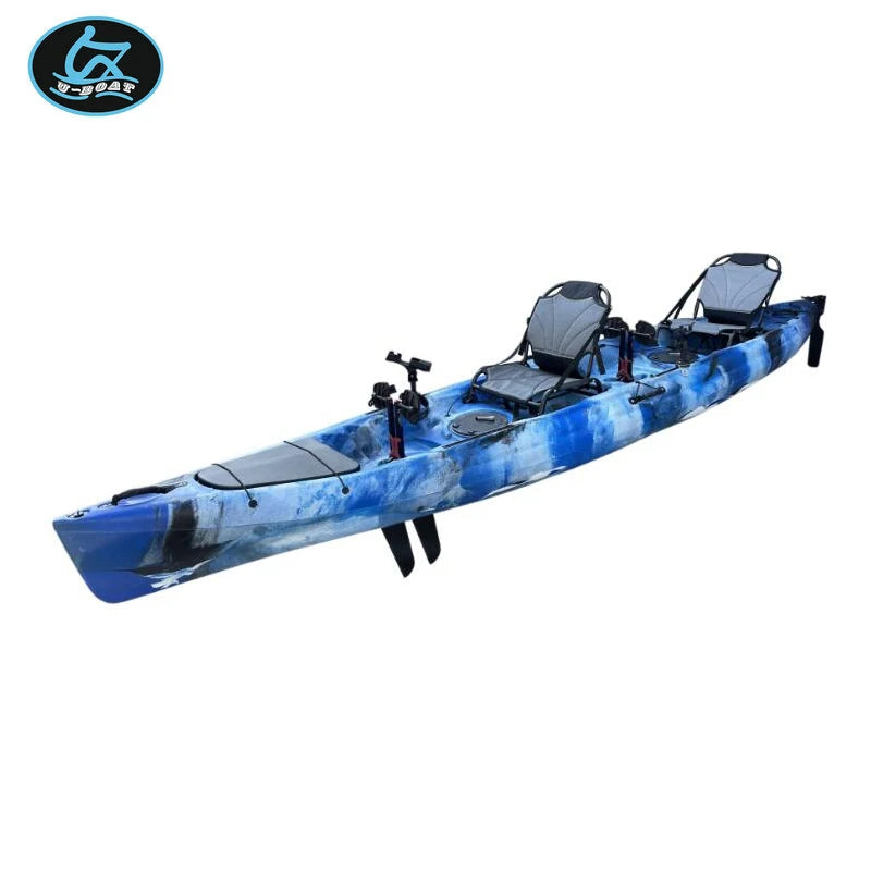 U-boat Hot Sale tandem Kayak 2 Person Pedal Drive Plastic Canoe Rowing Boat for Sale