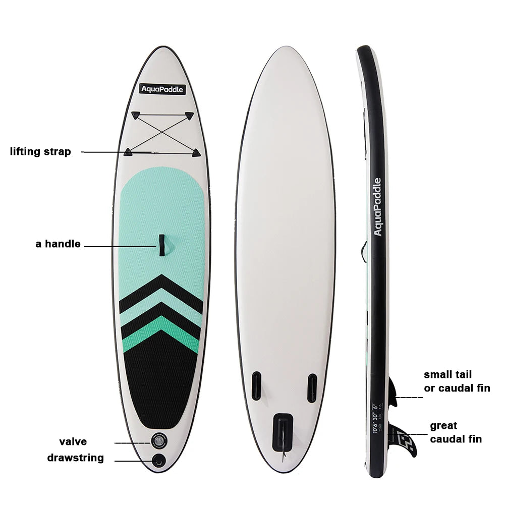 10ft Inflatable Stand-Up Surfboard Seaside Beach Water-skiing Surfboard Pulp Board Water Sports Surfboard Paddle Board