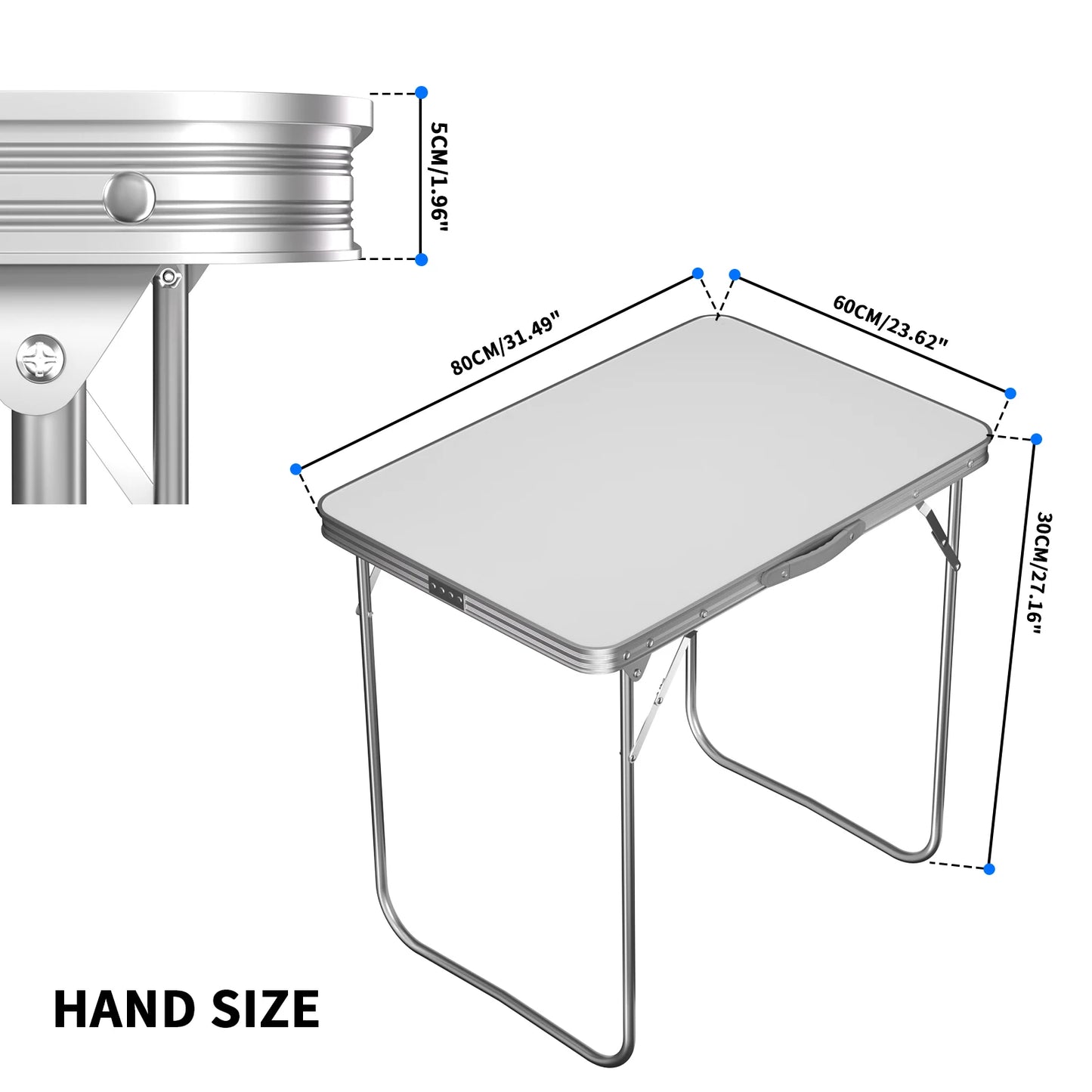 Camping Table Foldable Picnic Table 2.6ft (80cm) Portable Folding Camping Picnic Table Party Kitchen Outdoor Garden BBQ Aluminum