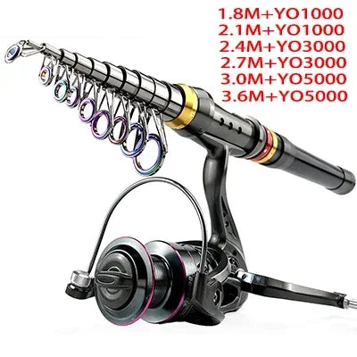 SPINNING REEL ROD SET 5.2:1 Gear Ratio Sea Fishing Rod Max Drag for Saltwater Sea Boat Fishing Pesca 1.8m-3.6m JIG CASTING