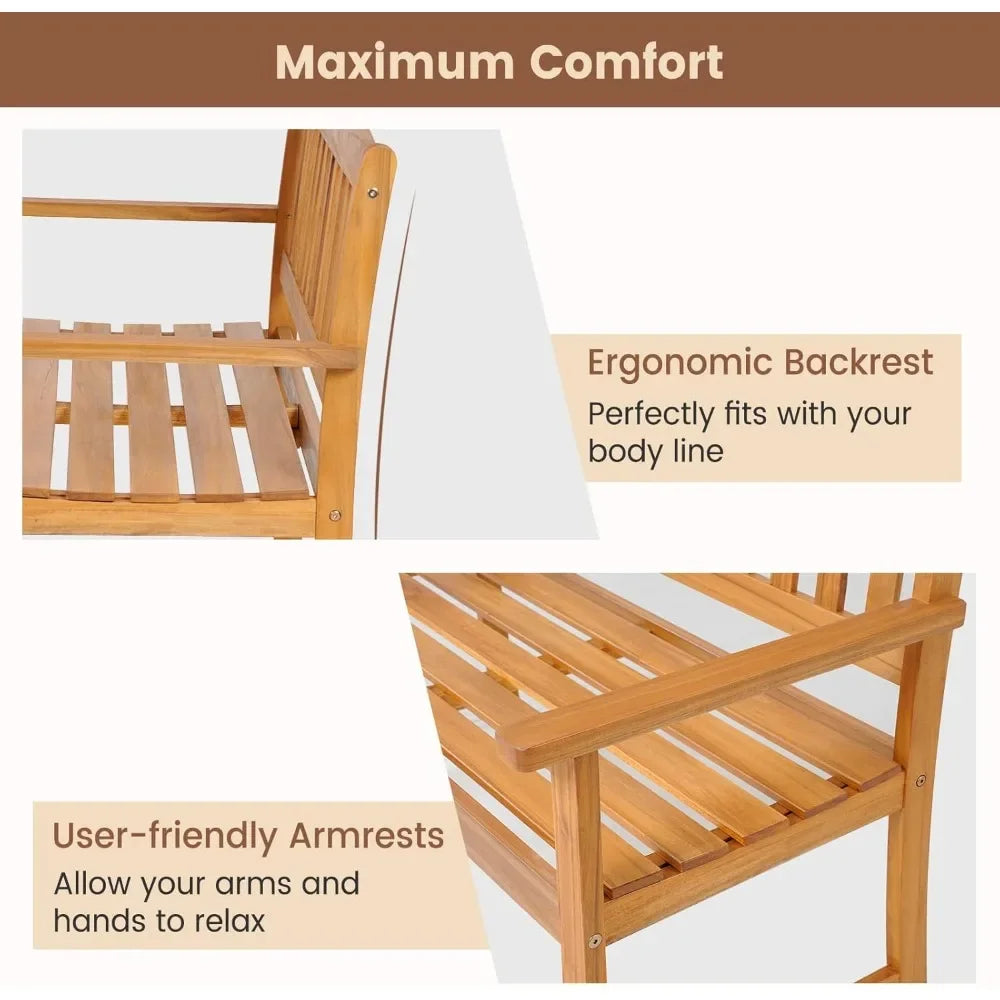 2-Seater Garden Bench, with Backrest & Armrests, Outdoor Furniture Leisure Loveseat Porch Seating for Backyard