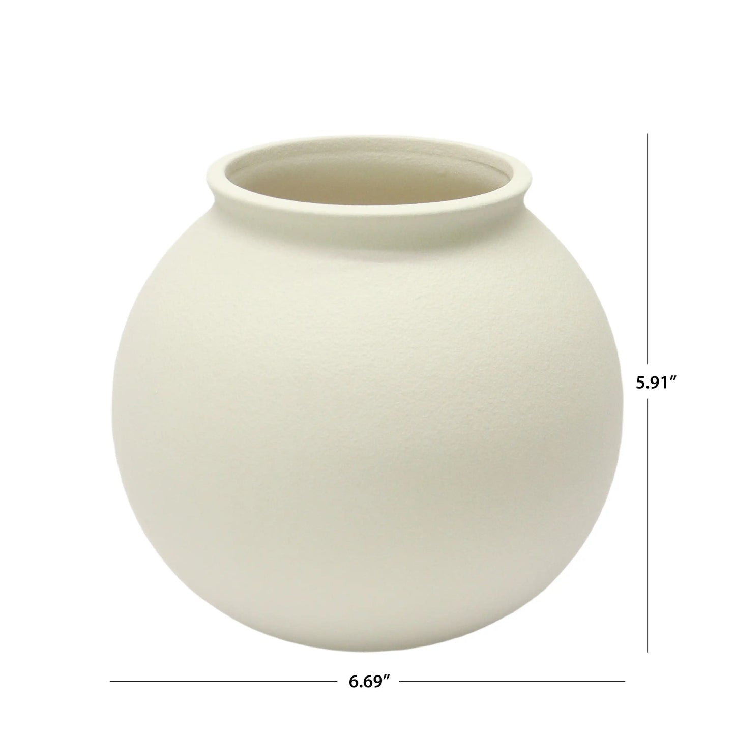 5.9 Matte Ceramic Round Vase, Natural Beige White, 1 - Piece